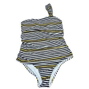Ann Taylor Loft One Shoulder Striped One Piece Swimsuit Nwt Size 4
